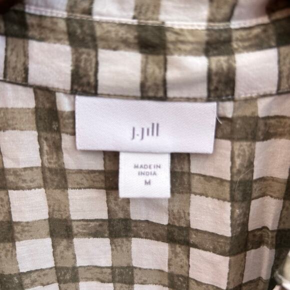 J. Jill Silk Blend Gingham Tie Front Button Down Top Size M - Picture 4 of 5